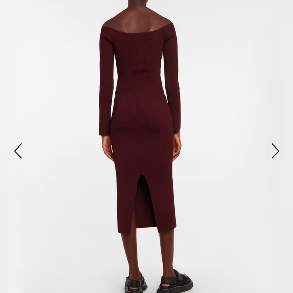 EUC Khaite Pia Off the Shoulder Ribbed Midi Dress in Merlot Sz M - Picture 3 of 8